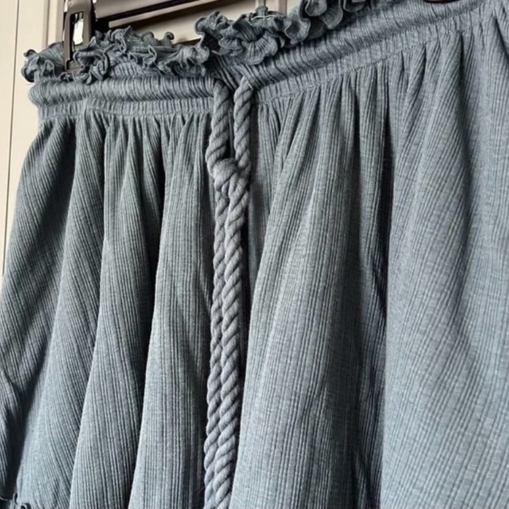 FP Beach : Blue Drawstring Ruffled Skirt - Small - Picture 2 of 3